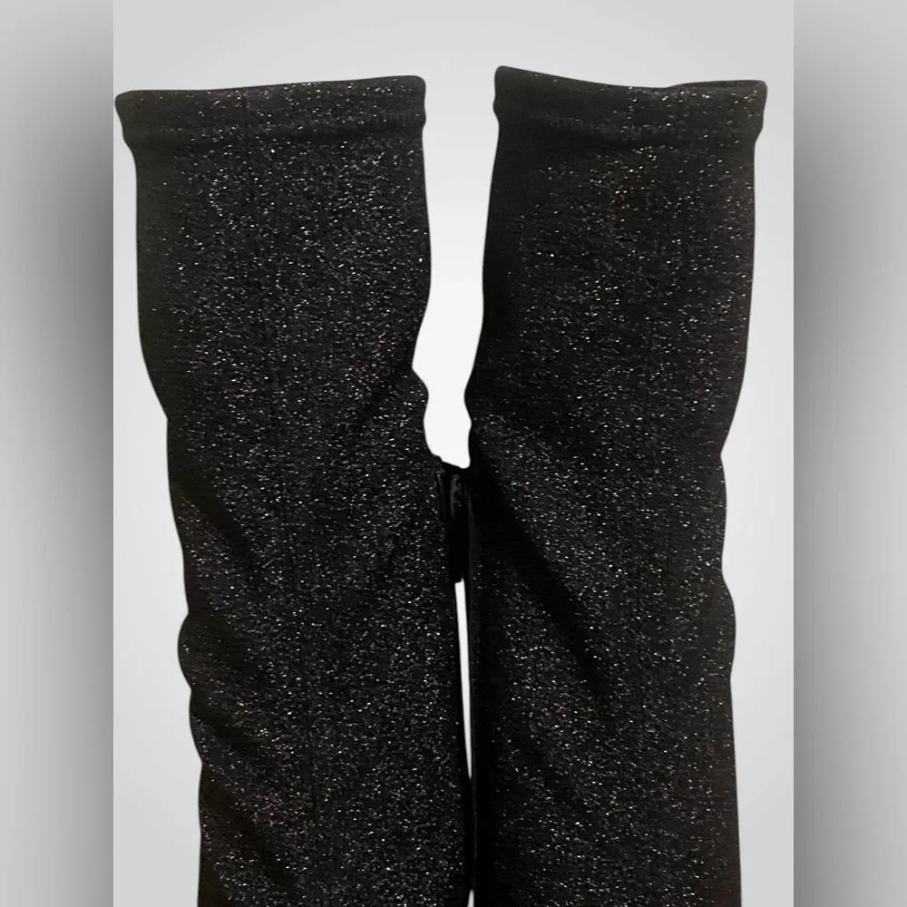 Giampaolo Viozzi ankle boot Luxe metallic black glitter sock boots NWOB size 7.5 - Picture 5 of 10